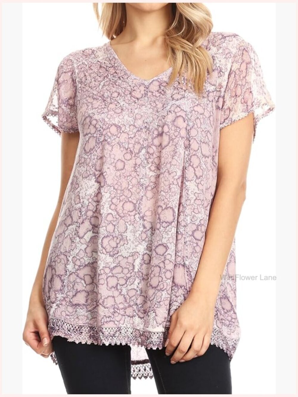 Flowy Embroidered Cap Sleeve Blouse with Sequin Accents